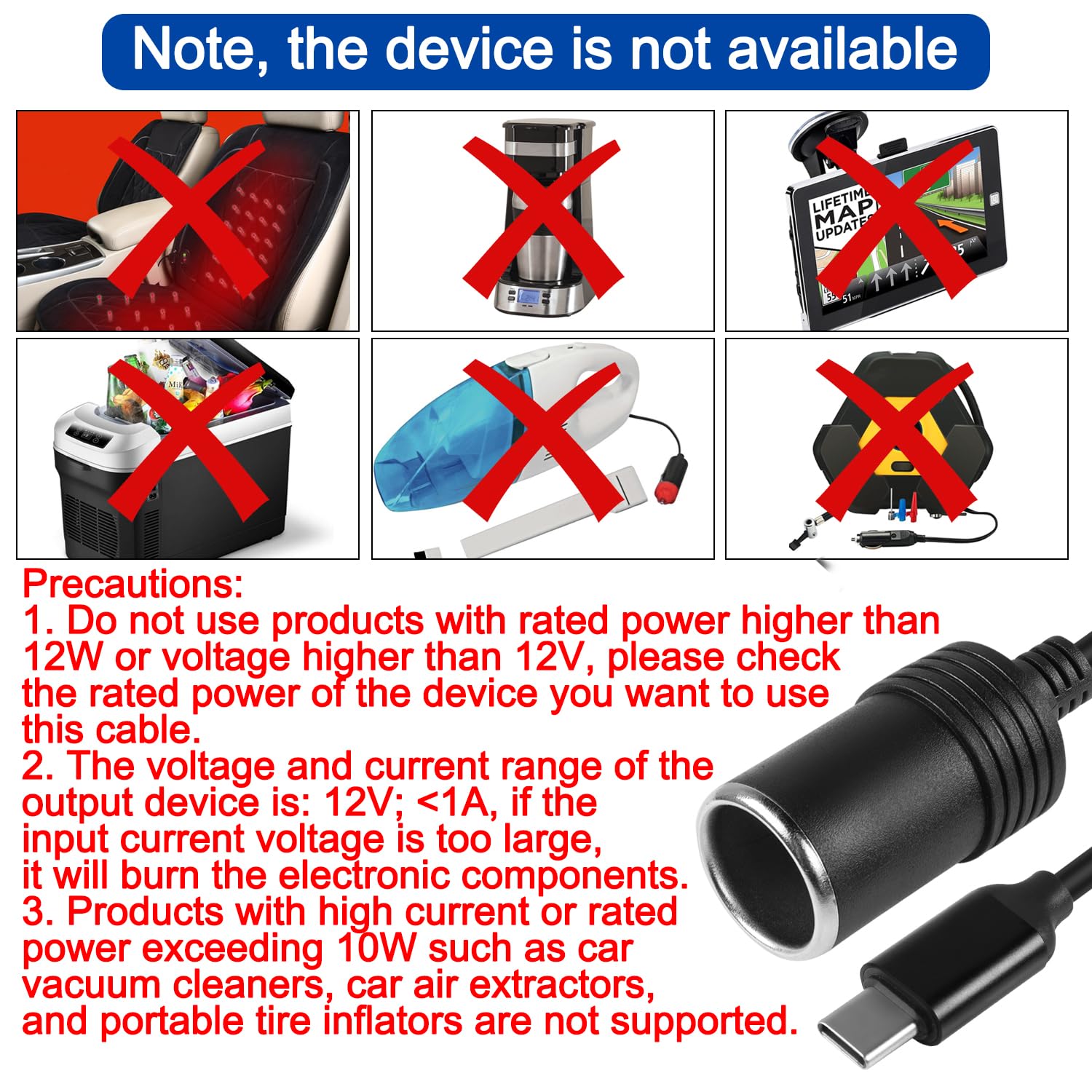 Cavo Adattatore Da USB A Presa Accendisigari 12V/24V – Lunghezza 30cm, Convertitore Femmina Per Auto, Camper, SUV, Nero