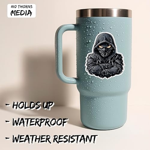 Miniatura 2 de Calcomanía de ninja negro de 4 pulgadas, diseño de Shinobi Japan Stealth Martial Arts  Calcomanía de vinilo impermeable para laptop, botella de