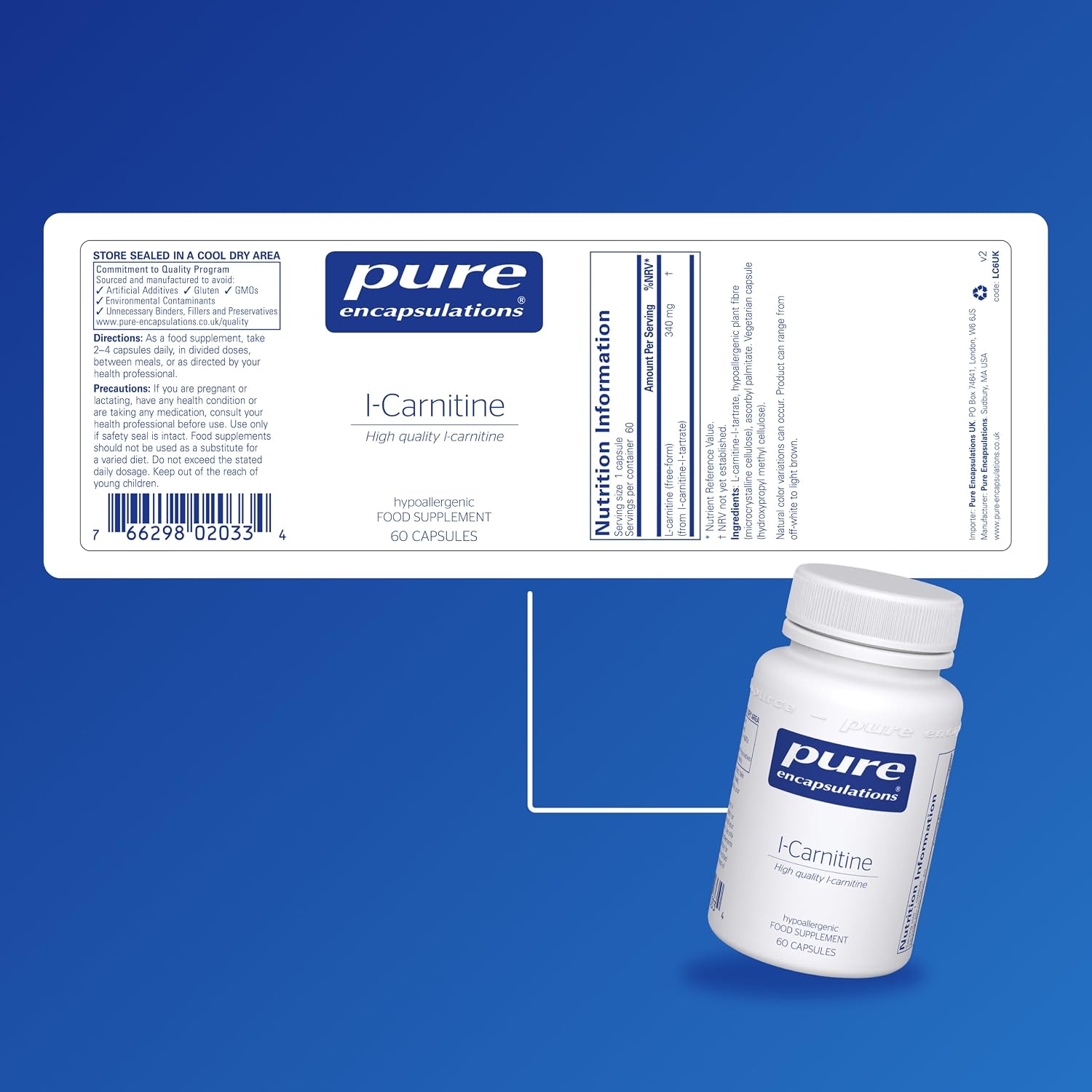 pure l carnitine manufacturer Encapsulations - L-Carnitine 340mg - Bioavailable Amino Acid - 60 Vegetarian Capsules in Dubai, United Arab Emirates Carnitine (ALC) is a