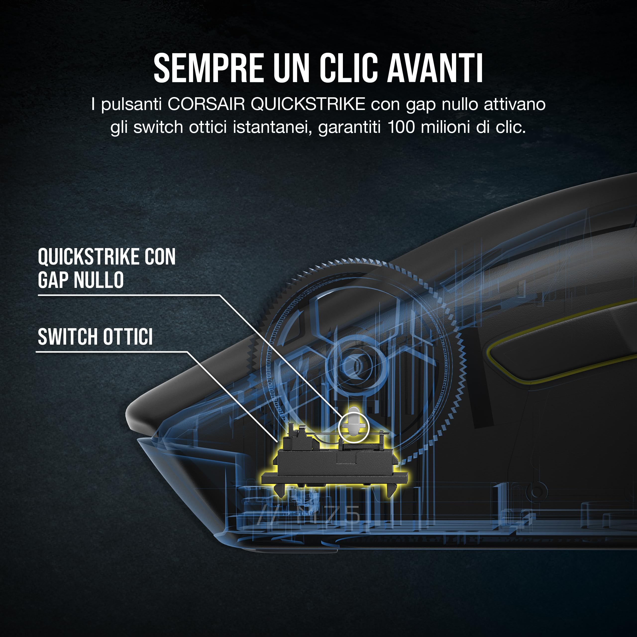 Corsair M75 WIRELESS RGB Mouse da Gioco FPS Leggero – 26.000 DPI – Pulsanti Laterali Intercambiabili – Compatibile con iCUE – PC – Nero