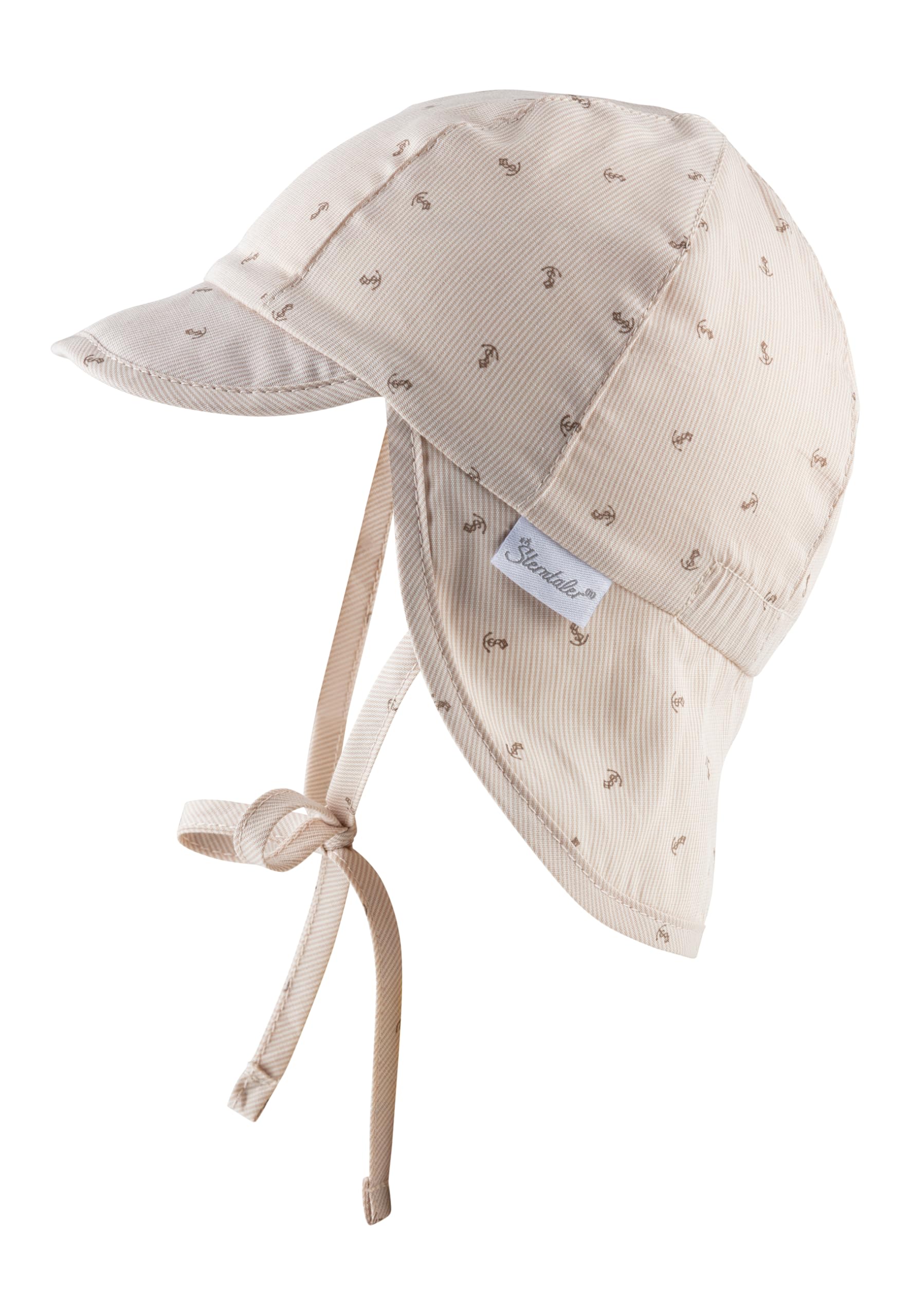 Sterntaler Schirmmütze Nacken Anker - Baby- und Kinder Mütze mit Nackenschutz Ohrenklappen und Bindeband - Sonnenmütze mit Futter aus Batist (Bio) - Sommer Kopfbedeckung