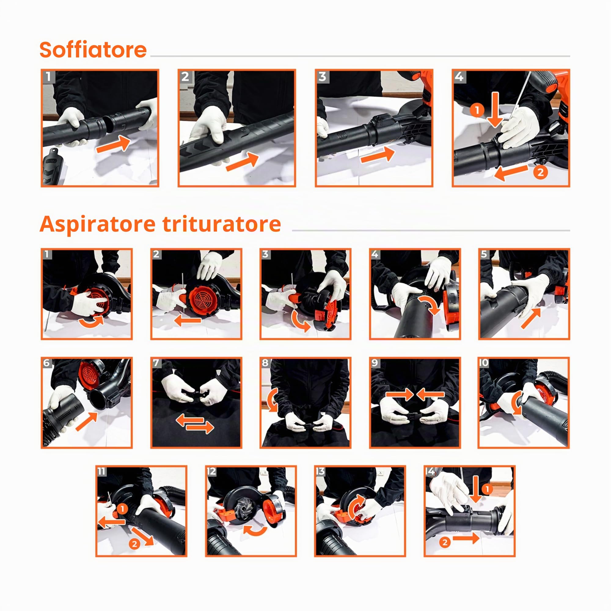 BLACK+DECKER Soffiatore per foglie, aspiratore e tritutatore 3 in 1, 3000 W, con zaino di raccolta da 72 litri, BEBLV300-QS