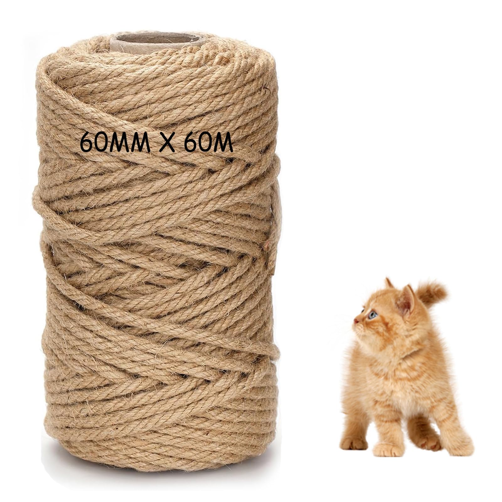 DXRPO 60m Sisalseil für Kratzbaum 6mm, Sisalseil Natur Sisal Seil für Katzen, Kratzseil, Katzenzubehör, Haushalt, Garten, DIY, Dekoration