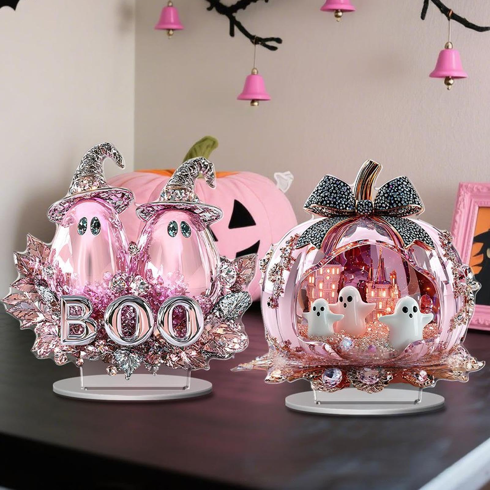 Halloween Ozdoby Środkowe 4 Sztuki 2D Akrylowa Dekoracja Dynia Samochód