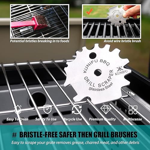 Miniatura 5 de KUNIFU Raspador de parrilla para barbacoa, limpiador de utensilios de cocina, regalo para hombres y mujeres, de San Valentín e ideal para rellenar