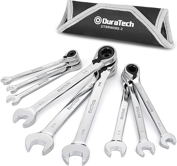 DURATECH Reversible Ratcheting Combination Wrench Set, SAE, 9Piece