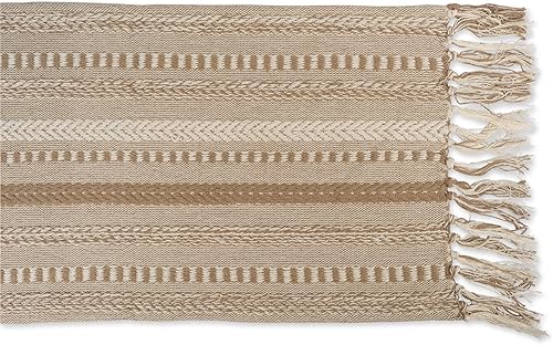 Miniatura 2 de DII Farmhouse - Camino de mesa trenzado a rayas, 15x108, piedra