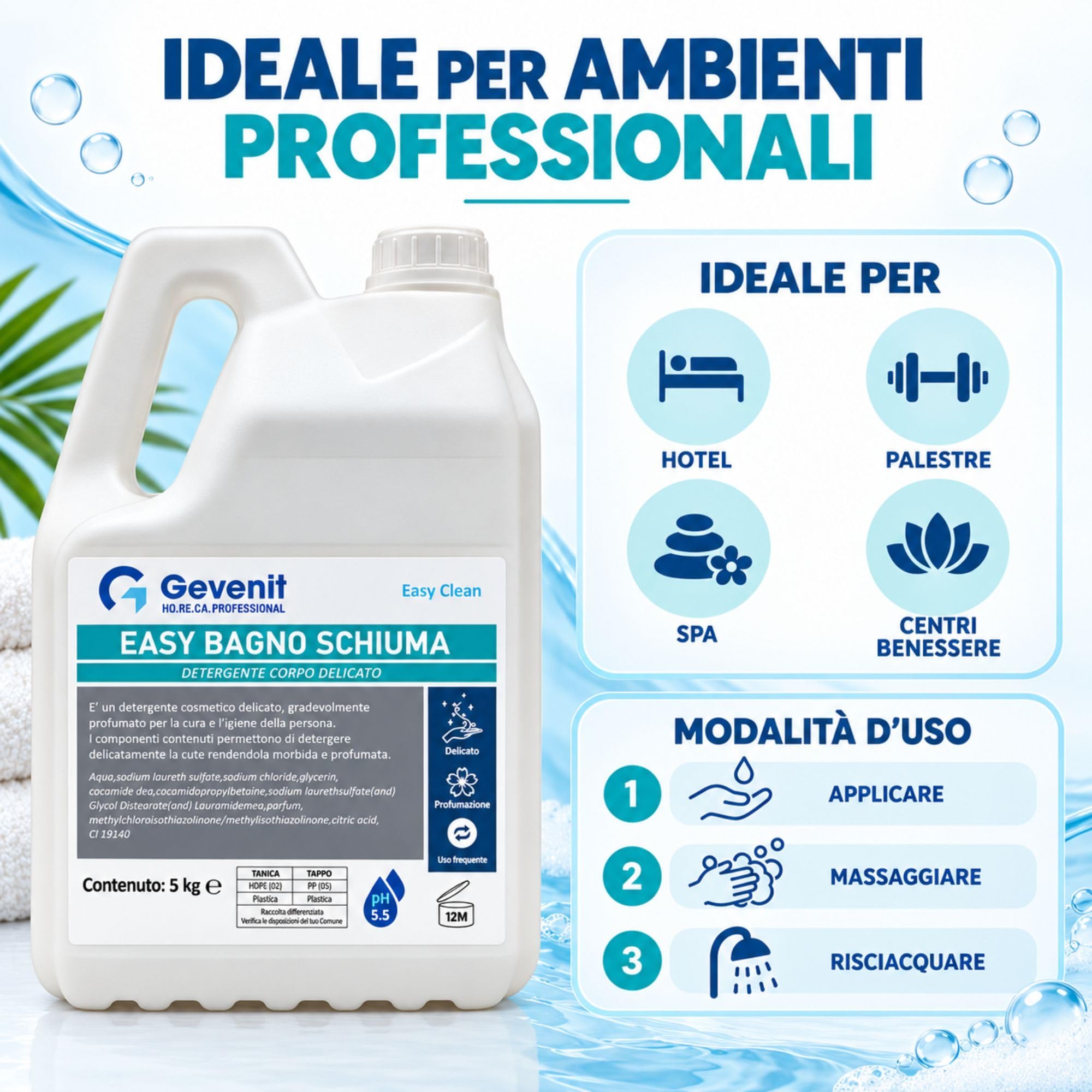 Easy Bagnoschiuma Detergente Corpo 5 kg, Confezione 4 Pezzi