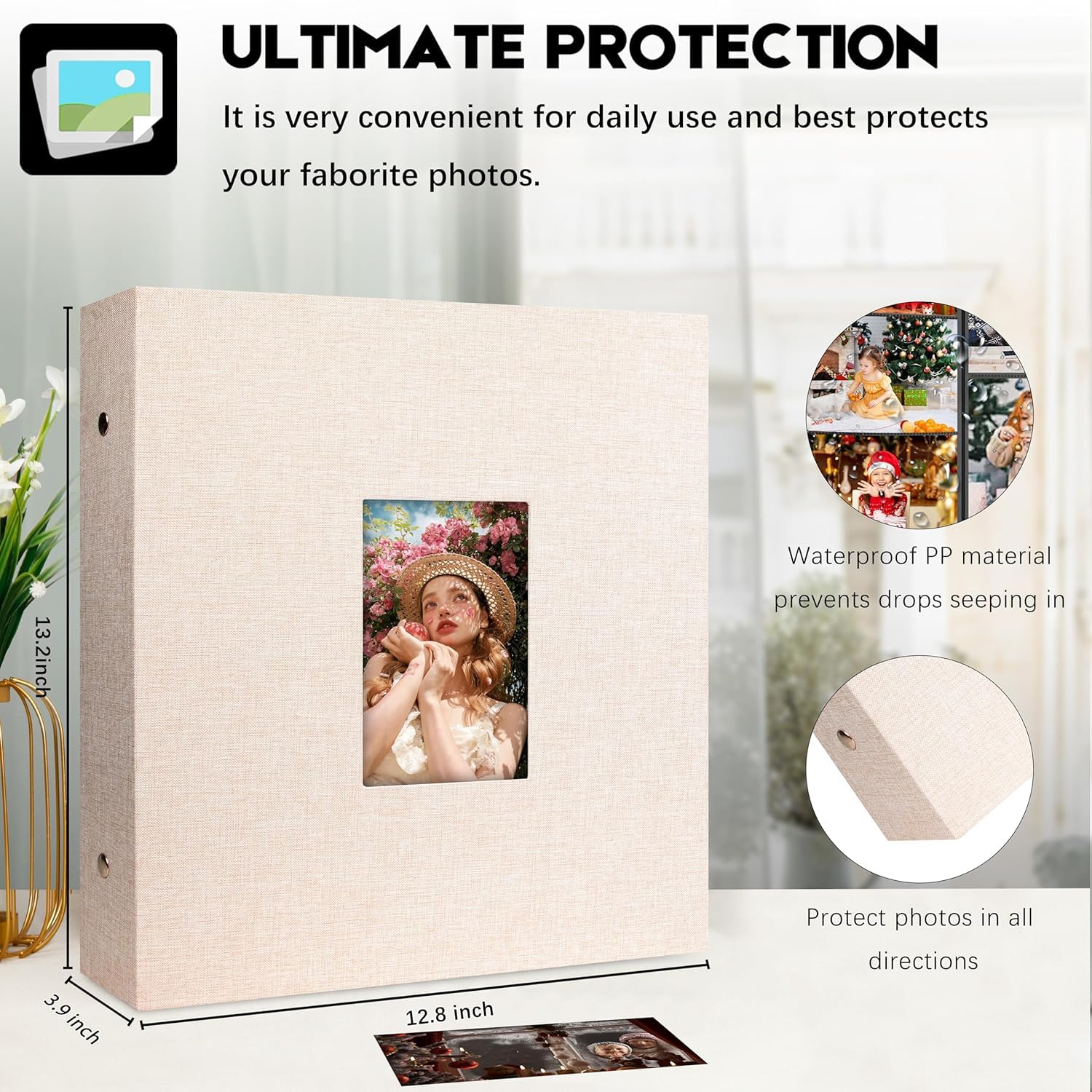 Aevdor Album fotografico con 1000 tasche, 10 x 15 cm, con copertina in lino, per matrimoni e famiglia, contiene 1000 foto orizzontali e verticali, pagine prive di acidi, album fotografico da 10 x 15