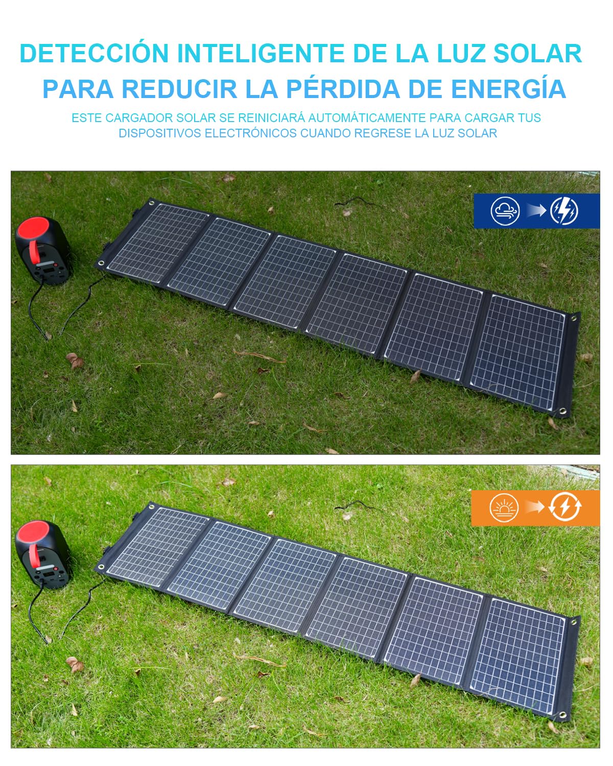 60W Cargador Solar Portátil, Placa Solar Plegable con 3 Puertos (PD45W USB-C/QC3.0 USB-A/18V CC), Panel Solar con IPX5 Impermeable para Móviles, Tablets, Estación de Energía, Acampar al Aire Libre
