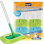 KEEPOW Reusable Microfiber Mop Pads Compatible with Swiffer Sweeper, Dry Sweeping Cloths, Washable Wet Mopping Cloth Refills for Hardwood Floor Cleaning, 6 Pack