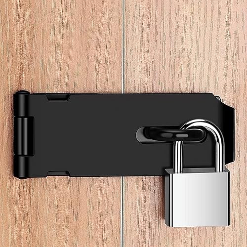 Miniatura 7 de Cerradura de candado de 4 pulgadas para puerta de acero inoxidable, cierre de candado, cerrojo negro, cerrojo de puerta con tornillo de fijación