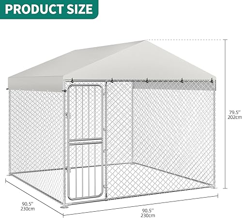 Miniatura 7 de YITAHOME Perrera grande para perros al aire libre de 7.6 x 7.6 x 6.6 pies, corral grande para perros con cubierta de techo impermeable resistente a