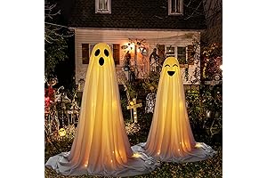 Cute Ghosts Halloween Decorations Outdoor, 2 Pack Light Up Ghost Easy to Assemble
