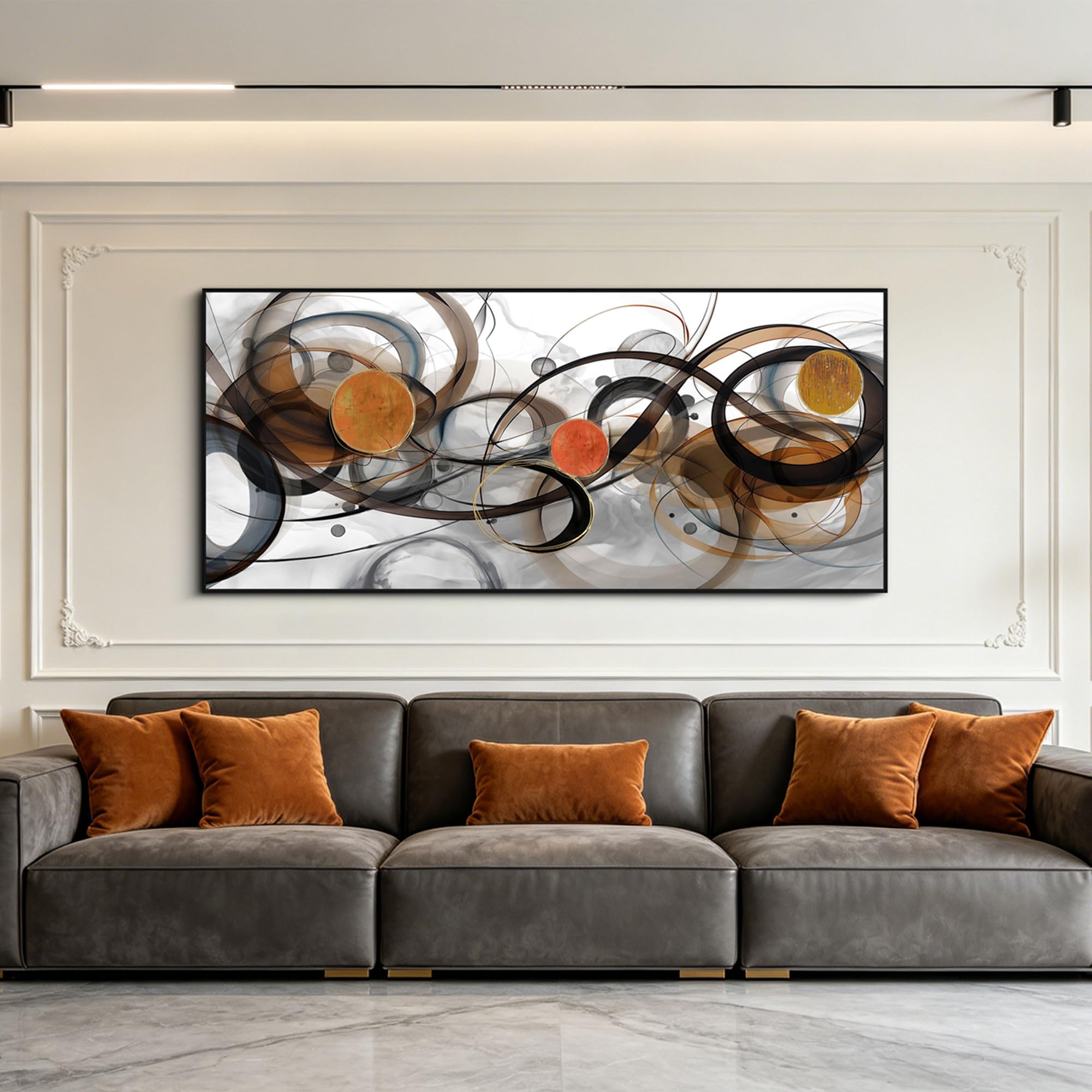 XLSJERST Abstract Canvas Wall Art Orange Picture for Living Room Wall Decor | Extra Large Size 70x31 Inch Grand and Luxurious Exquisite and Elegant Abstract Can