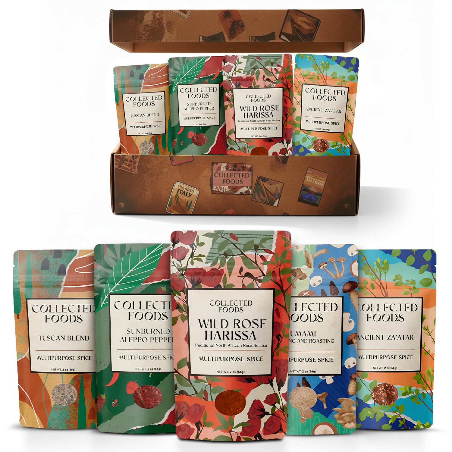 Vegan Spice Gift Set, Gourmet Seasoning Collection by NYC Chefs | Includes Za’atar, Umami Powder, Tuscan Blend, Harissa Spice, and Aleppo Pepper