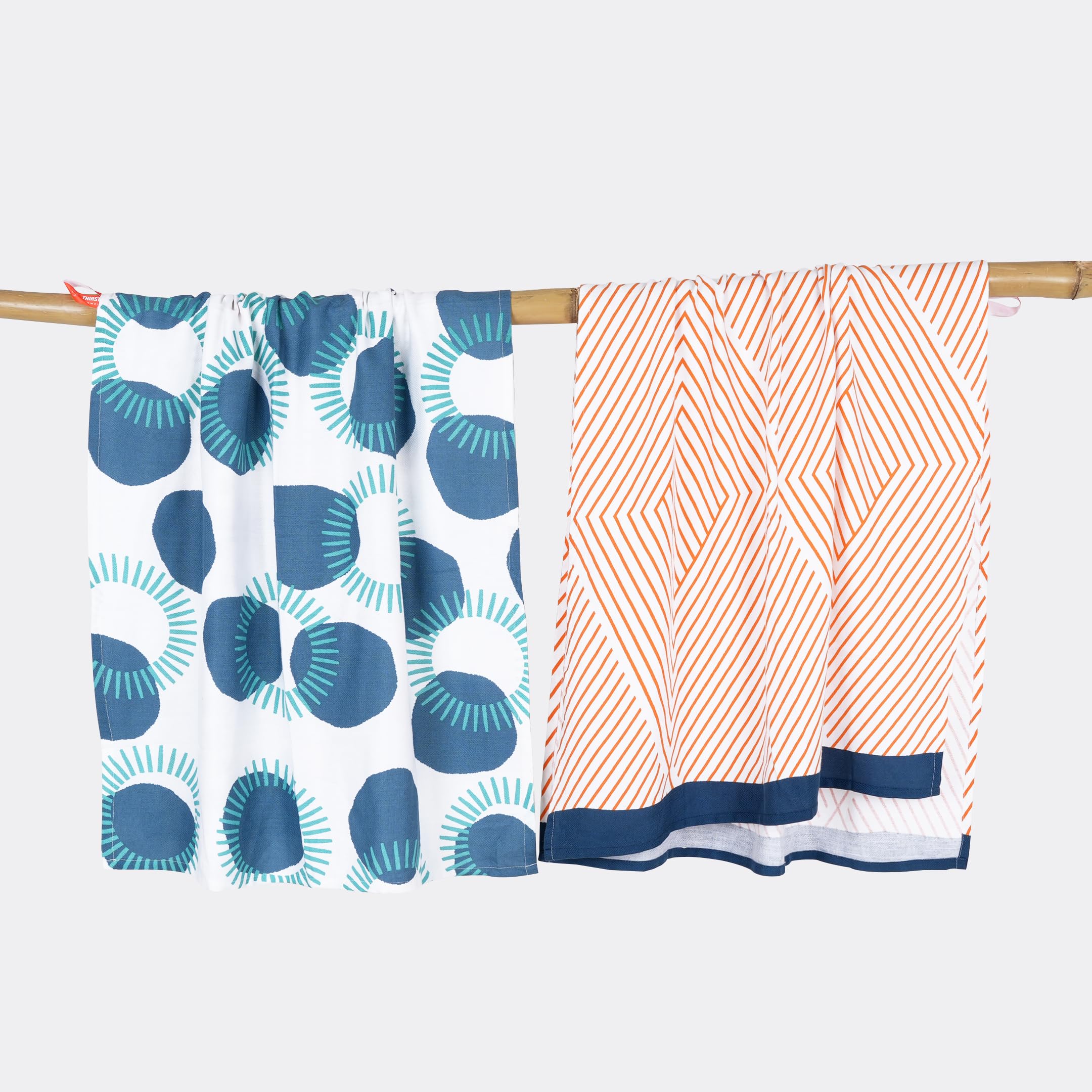 Thirsty Towel Bamboo Towels for Bath, Super Soft & High Absorbency Towel, Light Weight, & Quick Dry Towel for Bath Large Size - Circles, Tangerine Dream, Pack of 2