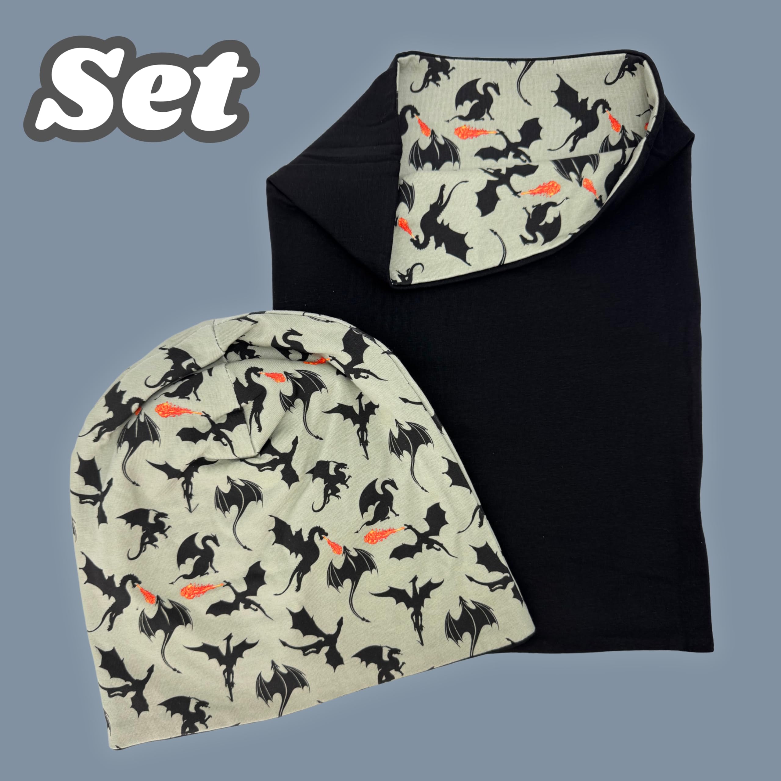HECKBO Berretto Modello Beanie + Girocollo per Bambini - motivi diversi - con pile o reversibile - da 2 anni - 95% Cotone - Morbido e Pratico Tessuto Elasticizzato - Inverno