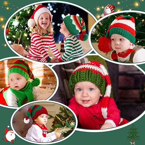 Miniatura 5 de Century Star Gorro de Papá Noel para bebé, gorro de Navidad para niños pequeños, gorro de Navidad cálido, elfo de cola larga, gorro de Papá Noel