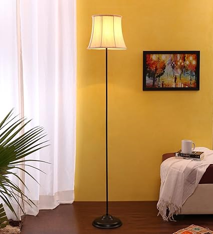 Devansh Off White Cylindrical Standing Lamp