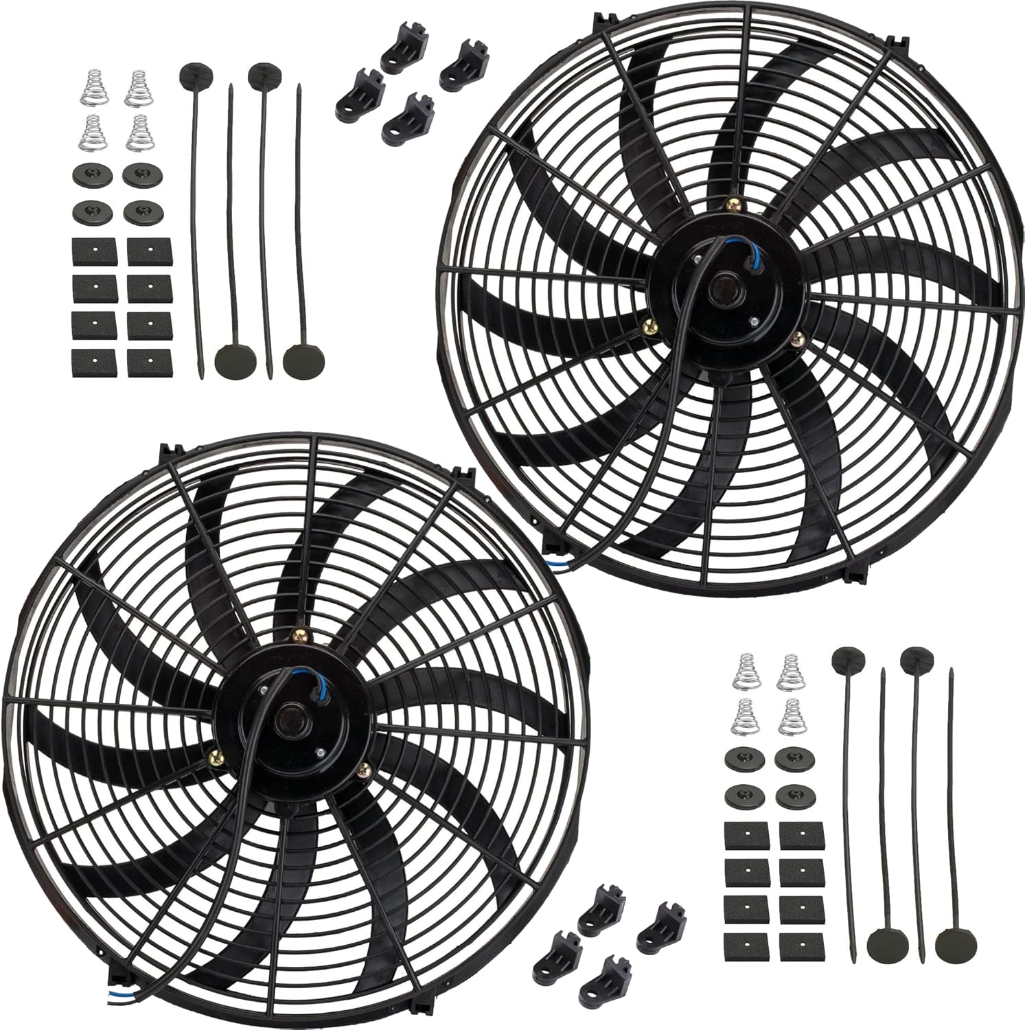 American Volt Dual 16" Inch Electric Fans 12v Auto Radiator Cooling Fan
