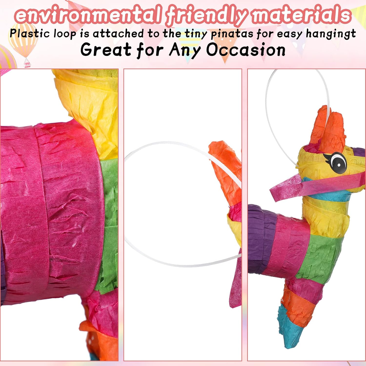 Kathfly 12 Pcs Mini Donkey Piñatas Small Mexican Piñata Cactus Fiesta Decorations Mexican Party Decorations Cinco De Mayo for Fiesta Theme Birthday Party Supplies (Cute Donkey)