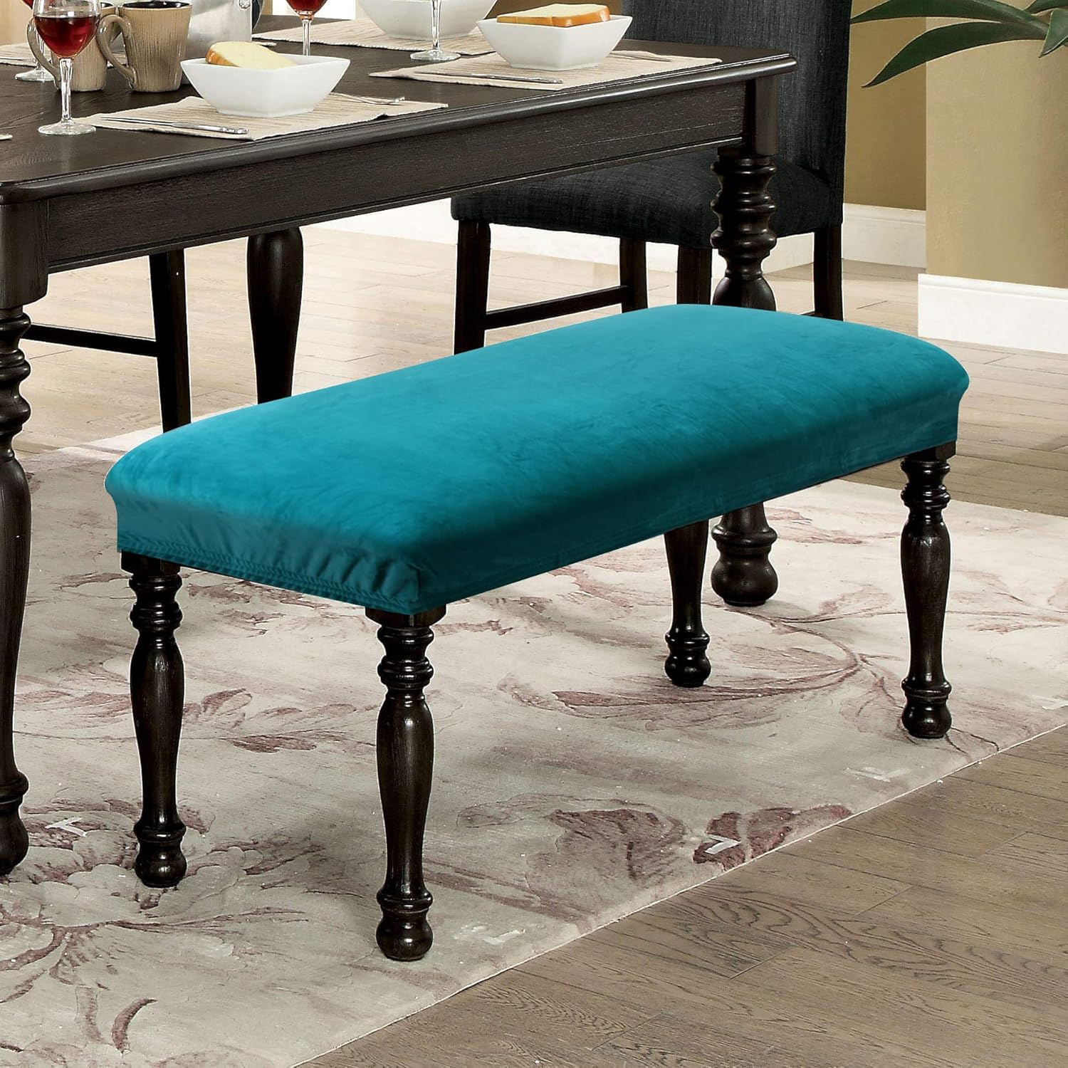 Blасk Frіdау - 80% оƒƒ smiry Velvet Dining Room Bench Covers - Soft Stretch Spandex Upholstered Bench Slipcover Removable Washable Bench Seat Protector for Living Room, Kitchen, Bedroom (Peacock Green)