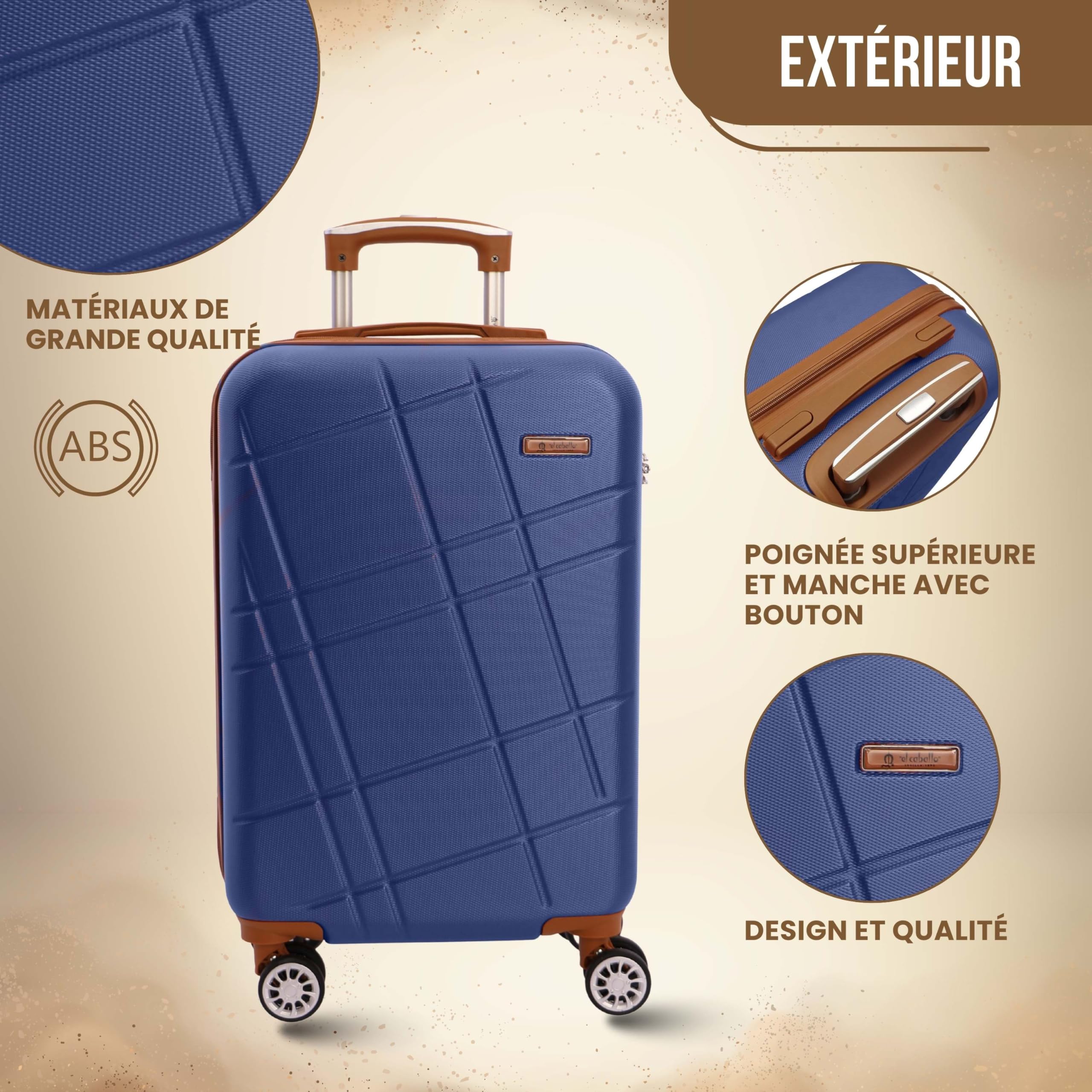 El Caballo - Valigia per cabina rigida 55 x 40 x 20 | bagaglio a mano leggero a 4 ruote 360 º | compatibile con Ryanair, EasyJet e Plus | ideale per week-end, affari o voli brevi