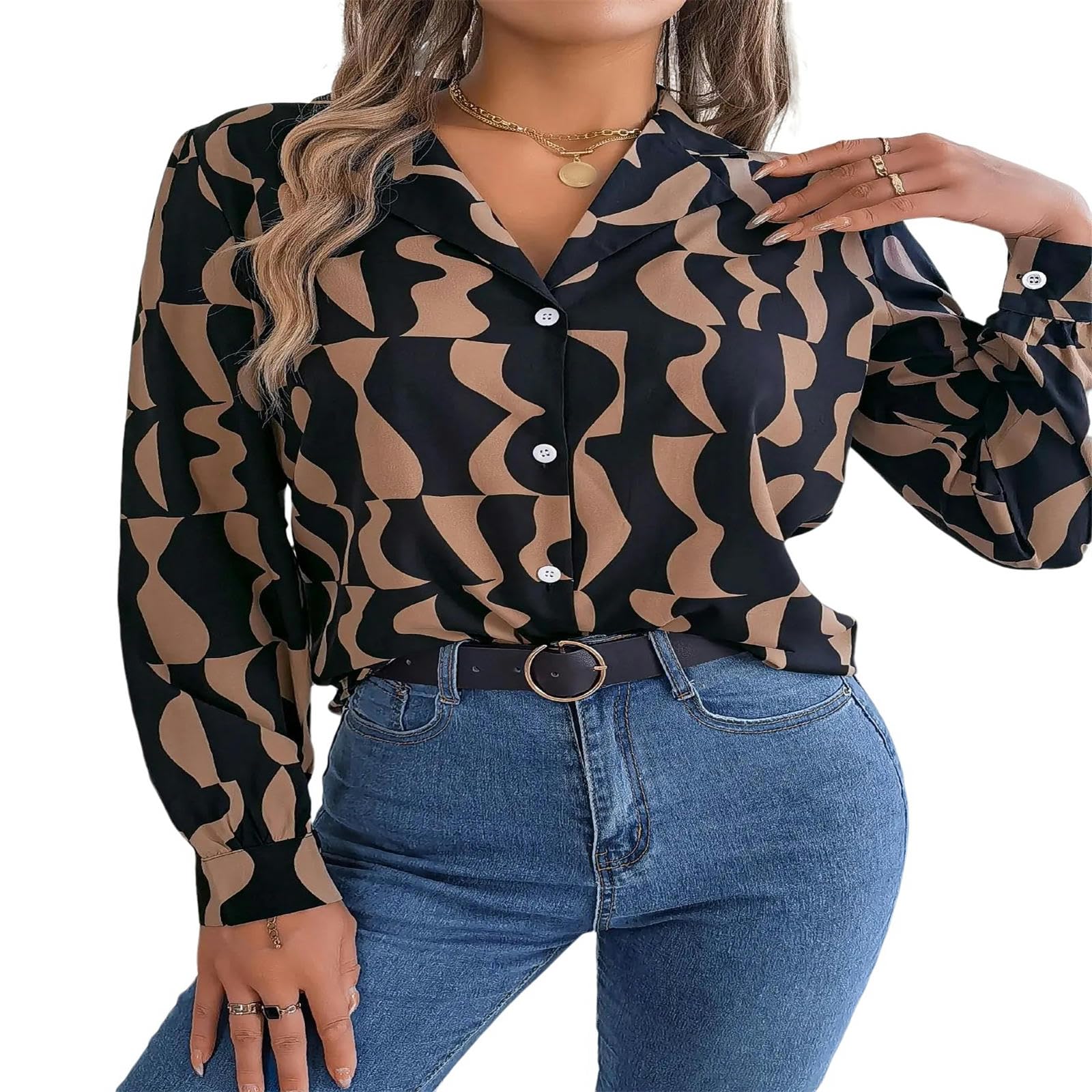 Blusa Camisas De La Oficina De Otoño E Invierno De La Oficina Contraste Collar De Manga Larga