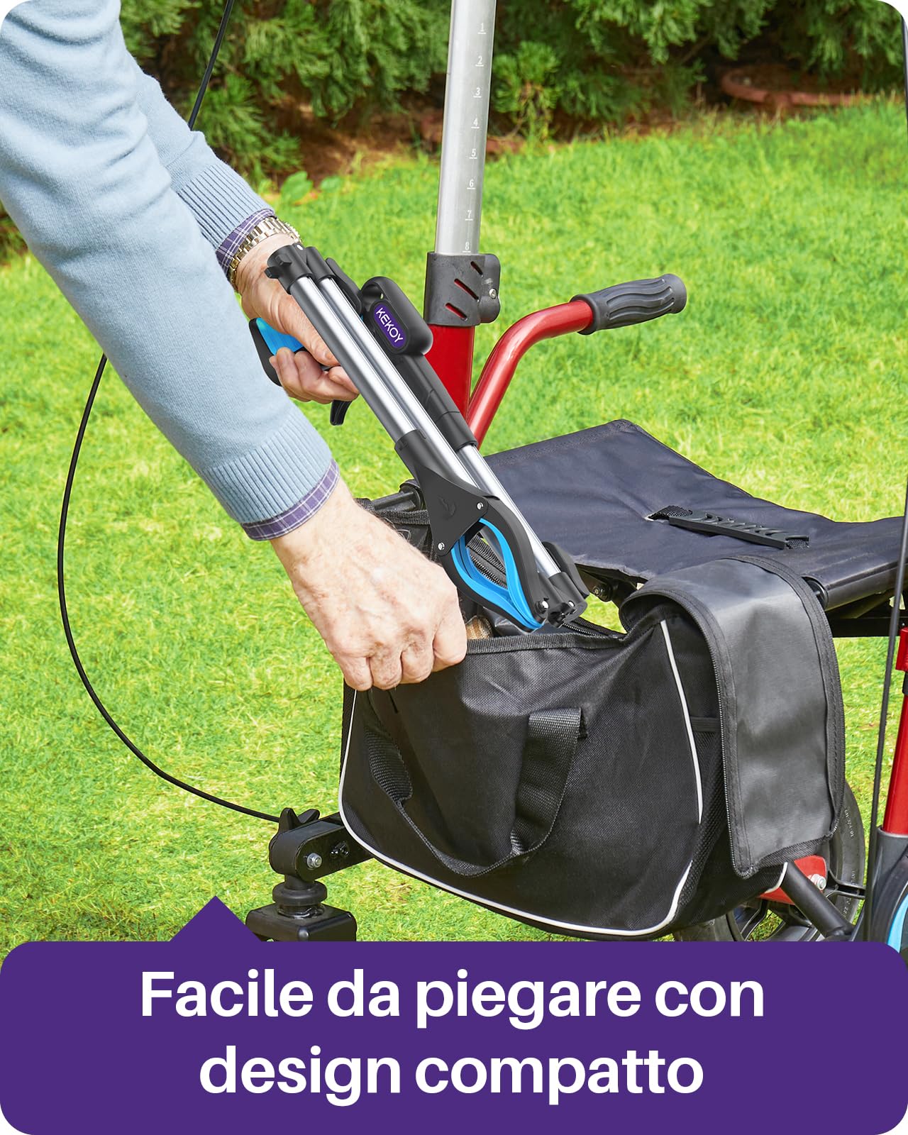 Kekoy Pinza Telescopica per Anziani Alluminio, Pinza Raccogli Oggetti Pieghevole/Girevole, Braccio Afferraggio Extra Lungo, Aiuto Afferrare con Punta Magnetica (110 cm 1 confezione)