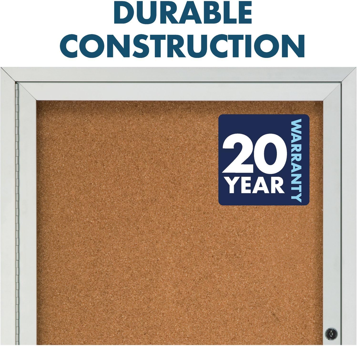 Quartet Bulletin Board, 2' x 3' Enclosed Cork Notice Board, Lockable Swing Door, Weather Resistant Aluminum Frame (2121)