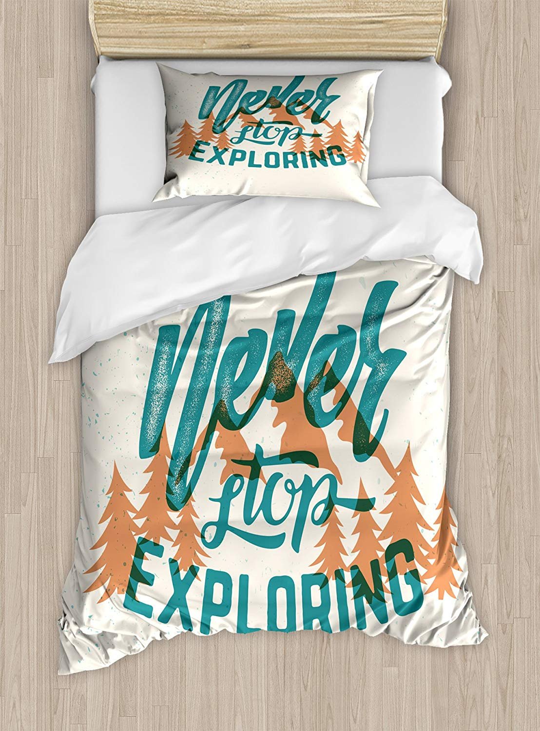 Bilagawa Full Bedding Sets for Boys,Explore Duvet Cover Set,Hand Lettering Quote on Traveling with M