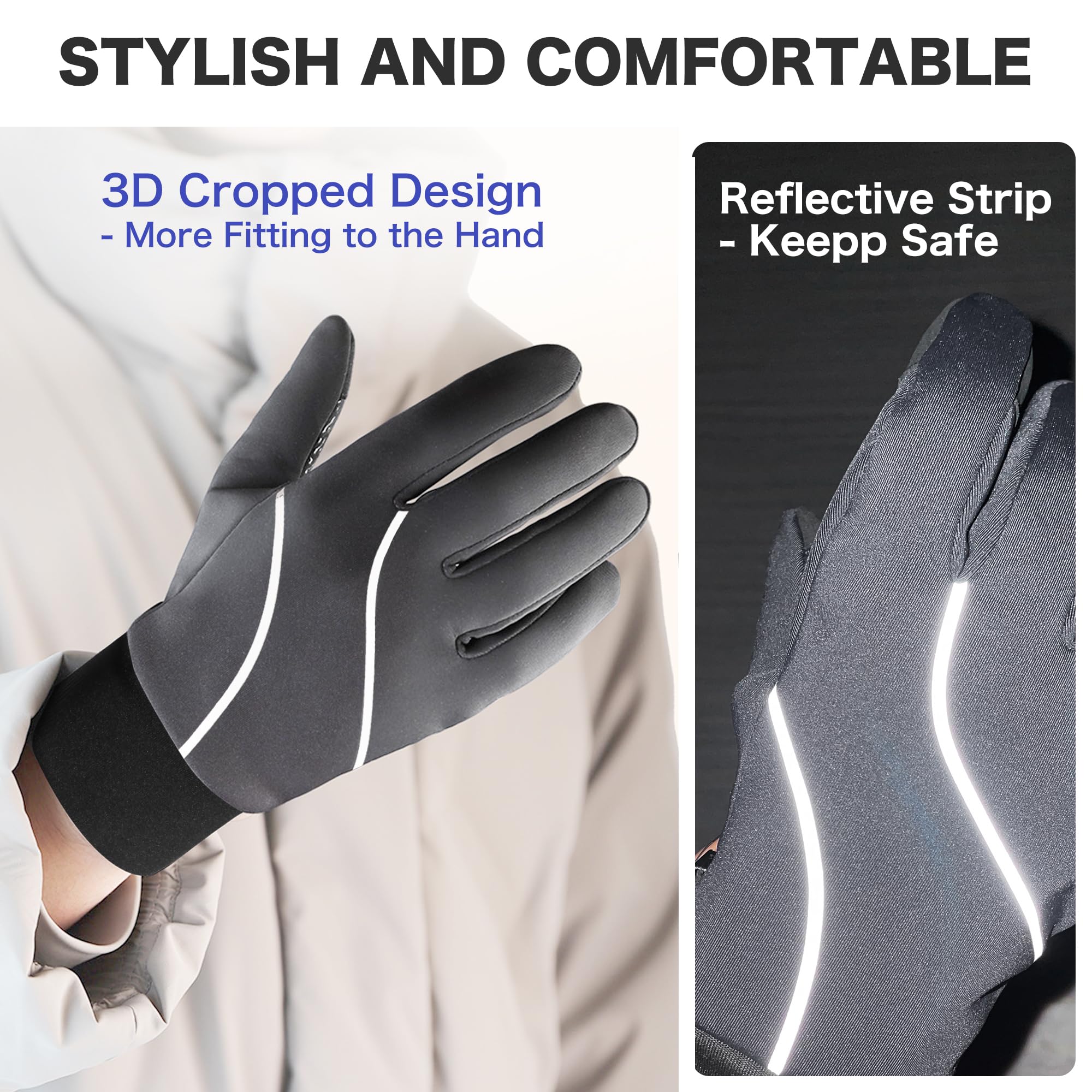 Origem Guanti Invernali Uomo Donna, 3M Thinsulate Touch Screen Guanti Termici, Impermeabili Guanti Moto Bici, Riscaldati Antiscivolo Antivento Guanti Sportivi per Ciclismo, Running, Calcio, Sci