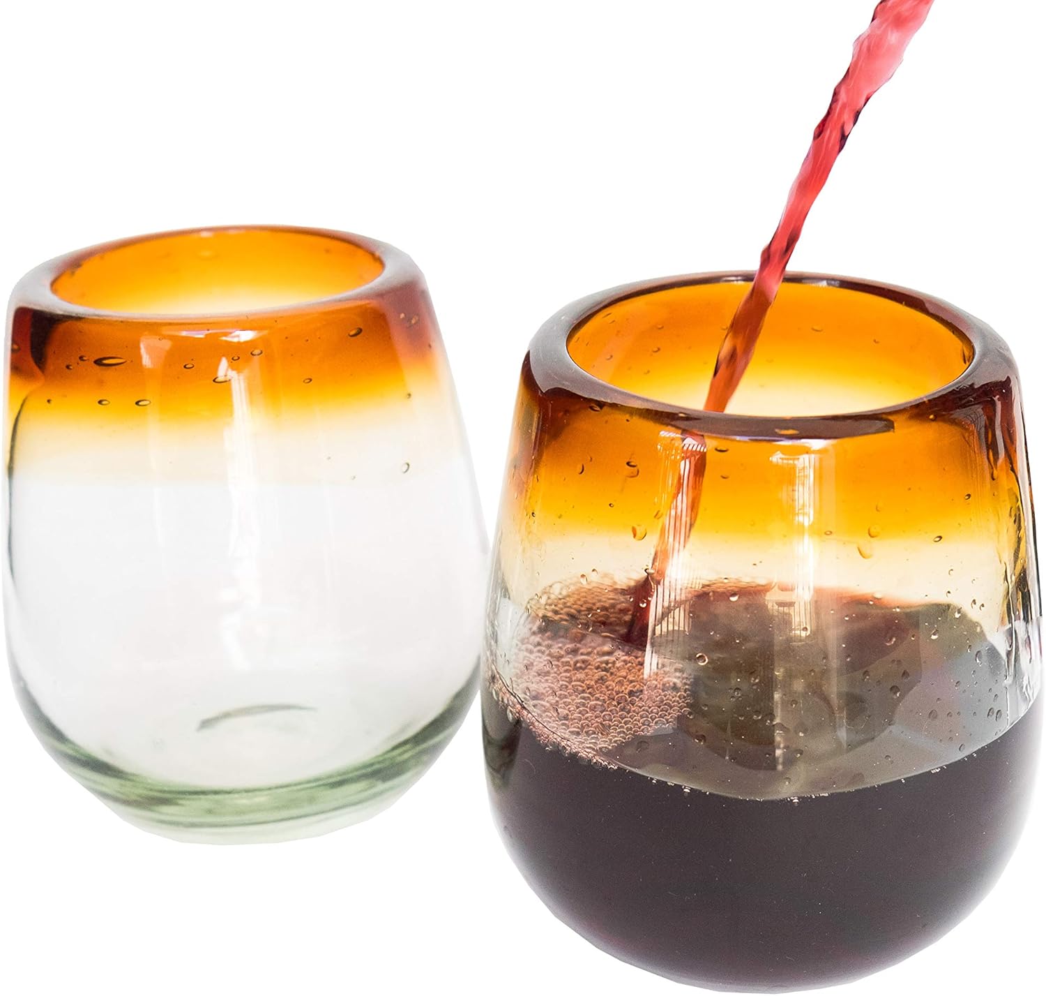 Blасk Frіdау Clеаrаnсе Fiesta Brands Stemless Wine Glass Set - Elegant Hand-Blown Stemless Wine Glasses 2-Pack for Red and White Wine - Vintage No Stem Wine Cups with Beautiful Amber Rim - Great Gift for Wine Lovers Blасk Frіdау Clеаrаnсе Fiesta Brands Stemless Wine Glass Set - Elegant Hand-Blown Stemless Wine Glasses 2-Pack for Red and White Wine - Vintage No Stem Wine Cups with Beautiful Amber Rim - Great Gift for Wine Lovers
