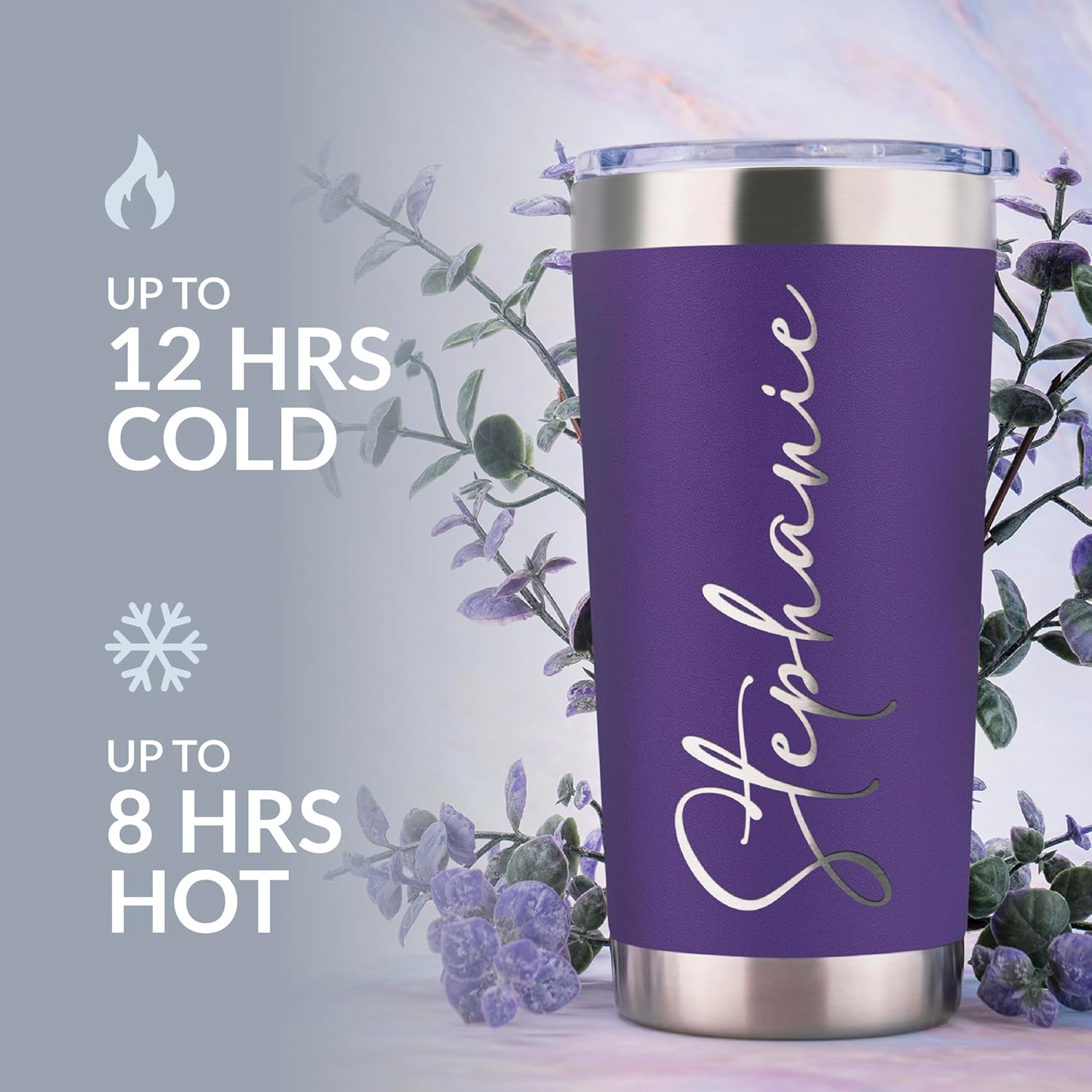 Personalized 20oz Tumbler with Engraved Name | Black Stainless Steel Travel Mug with Slider Lid | Vacuum Insulated Coffee Cup | Custom Gift for Women & Men, Birthday, Christmas - Image 5