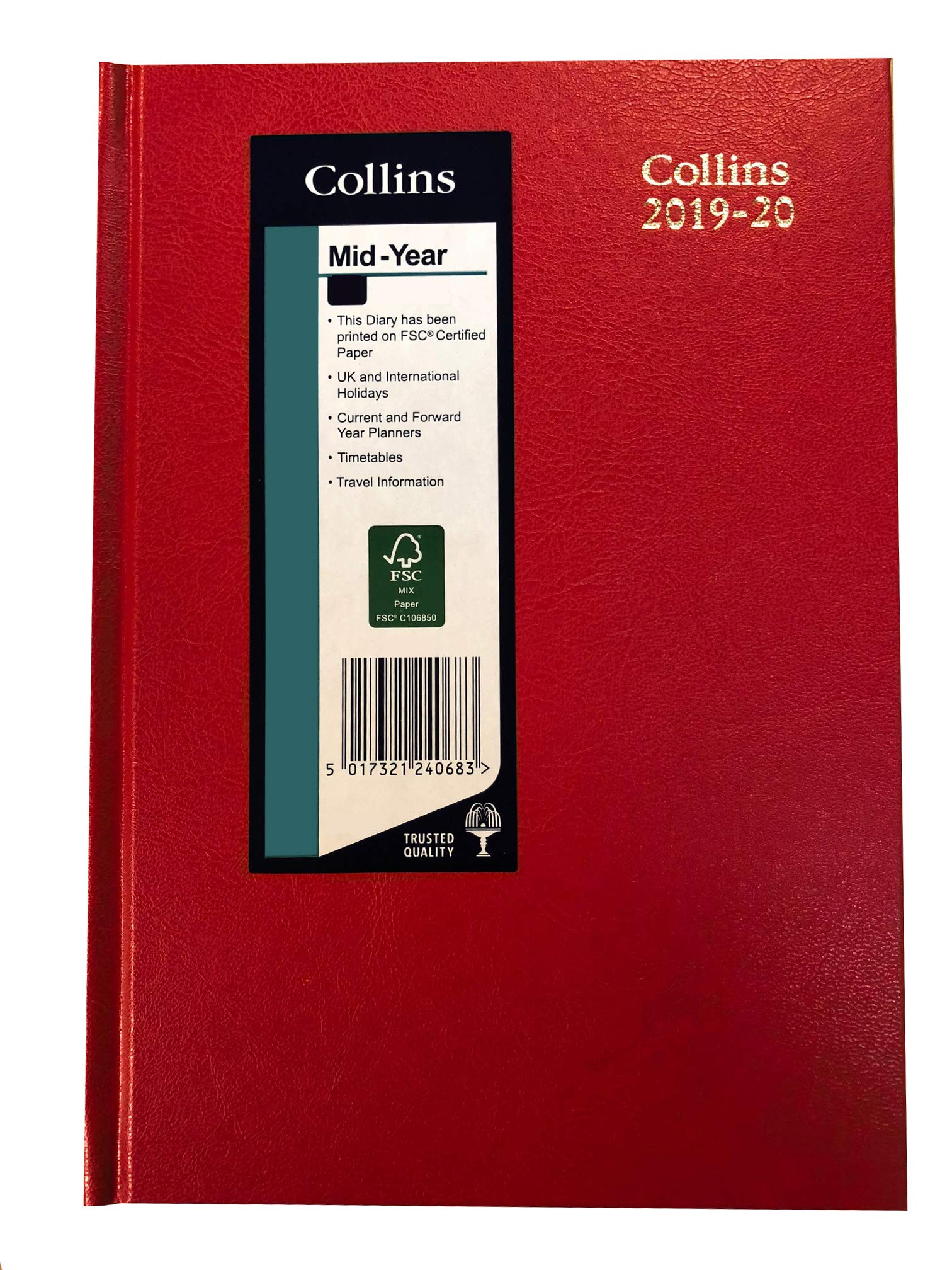 Collins 40M A4 Week to View (Appointments) 2019-2020 Desk Diary - Red