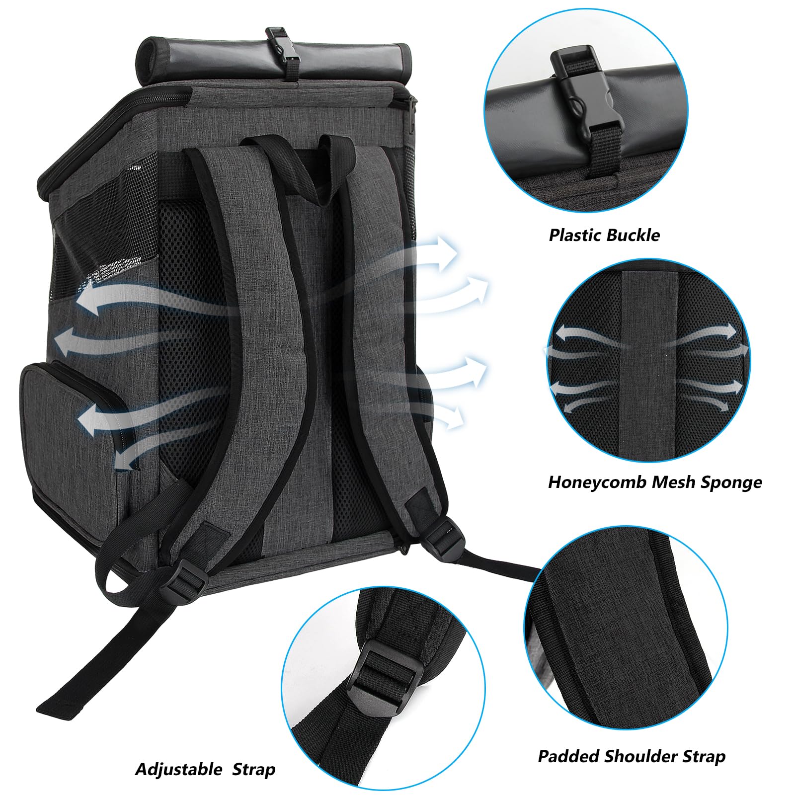 Cat Backpack, Foldable Pet Carrier Backpack for Cats and Small Dogs, Dog Rucksack with Ventilated Design Inner Safety Strap, Puppy Carrier Bag for Hiking Travel Outdoor - Image 3