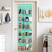 Vista 7 de Simple Houseware Organizador de zapatos colgante para colgar sobre la puerta, 24 bolsillos, color turquesa (64 x 19 pulgadas)