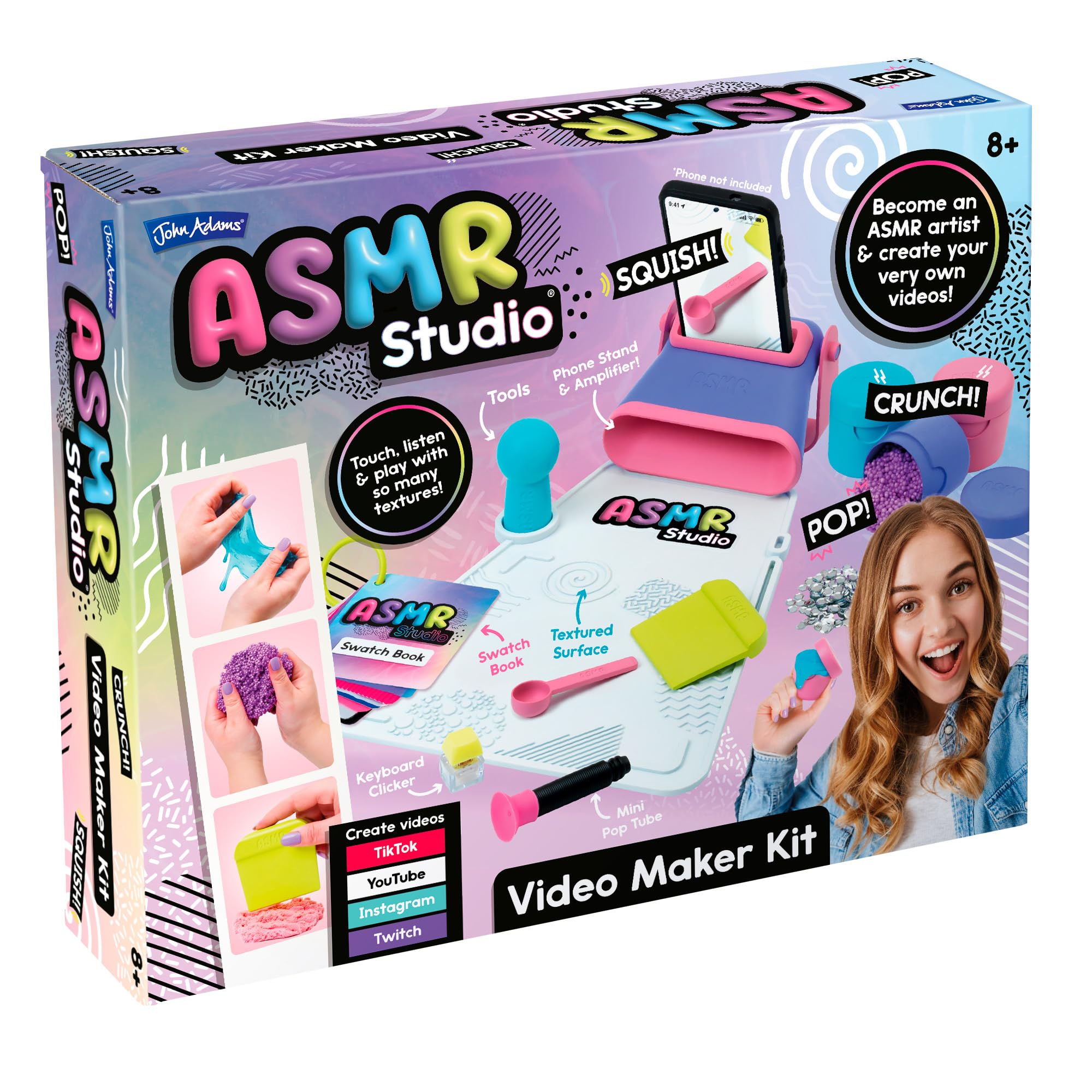 Kit de Fabrication de Vidéos ASMR Studio John Adams | Créez Vos Propres Vidéos ASMR | Créez, Enregistrez et Partagez des Sons Sensoriels Satisfaisants, des Sensations de Frissons | Âge 8+ | Excellent