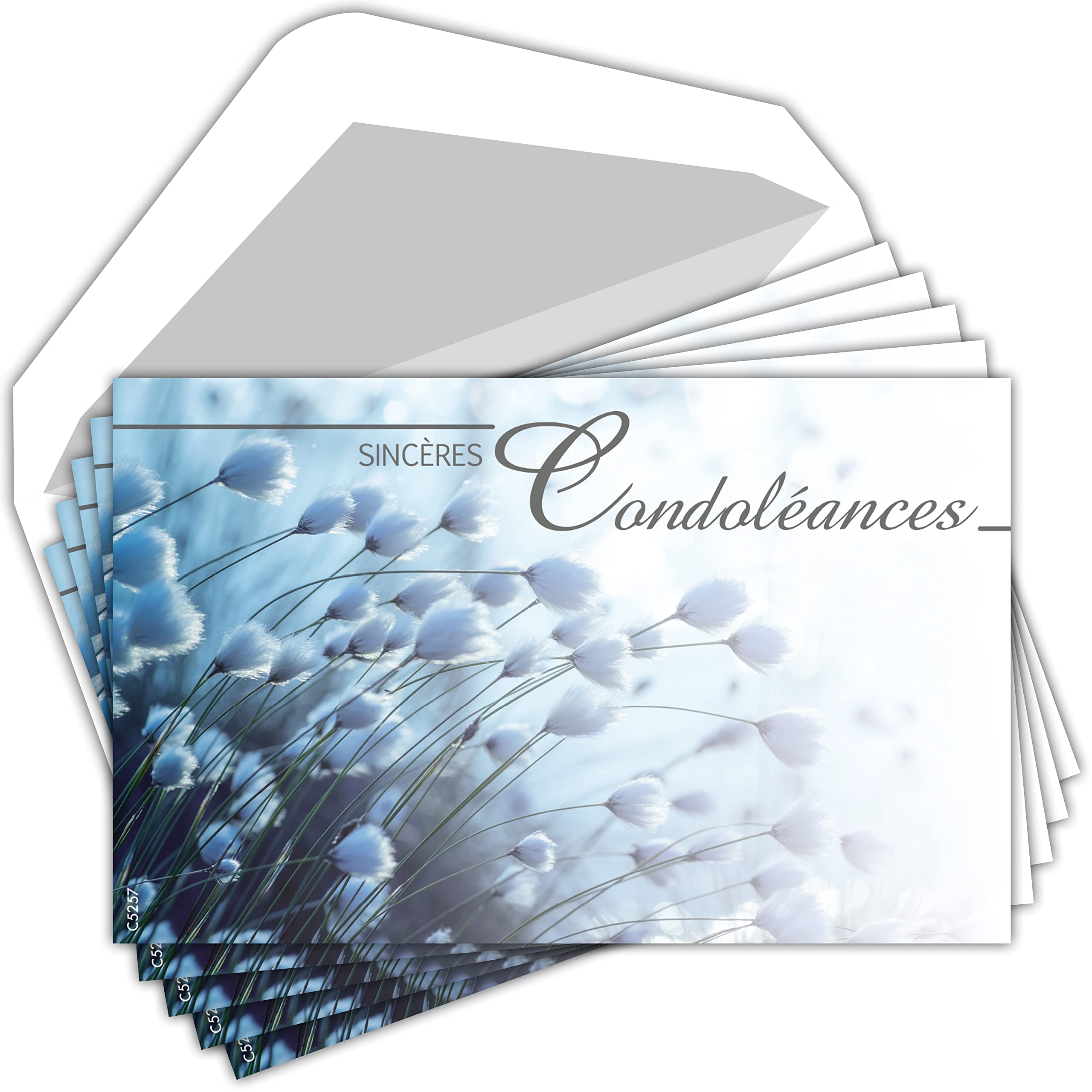 AFIE C5257X4 Set of 20 Same Sympathy Thank You Cards + 20 White Envelopes 9 x 14 cm, Mourning Death Funeral Funeral