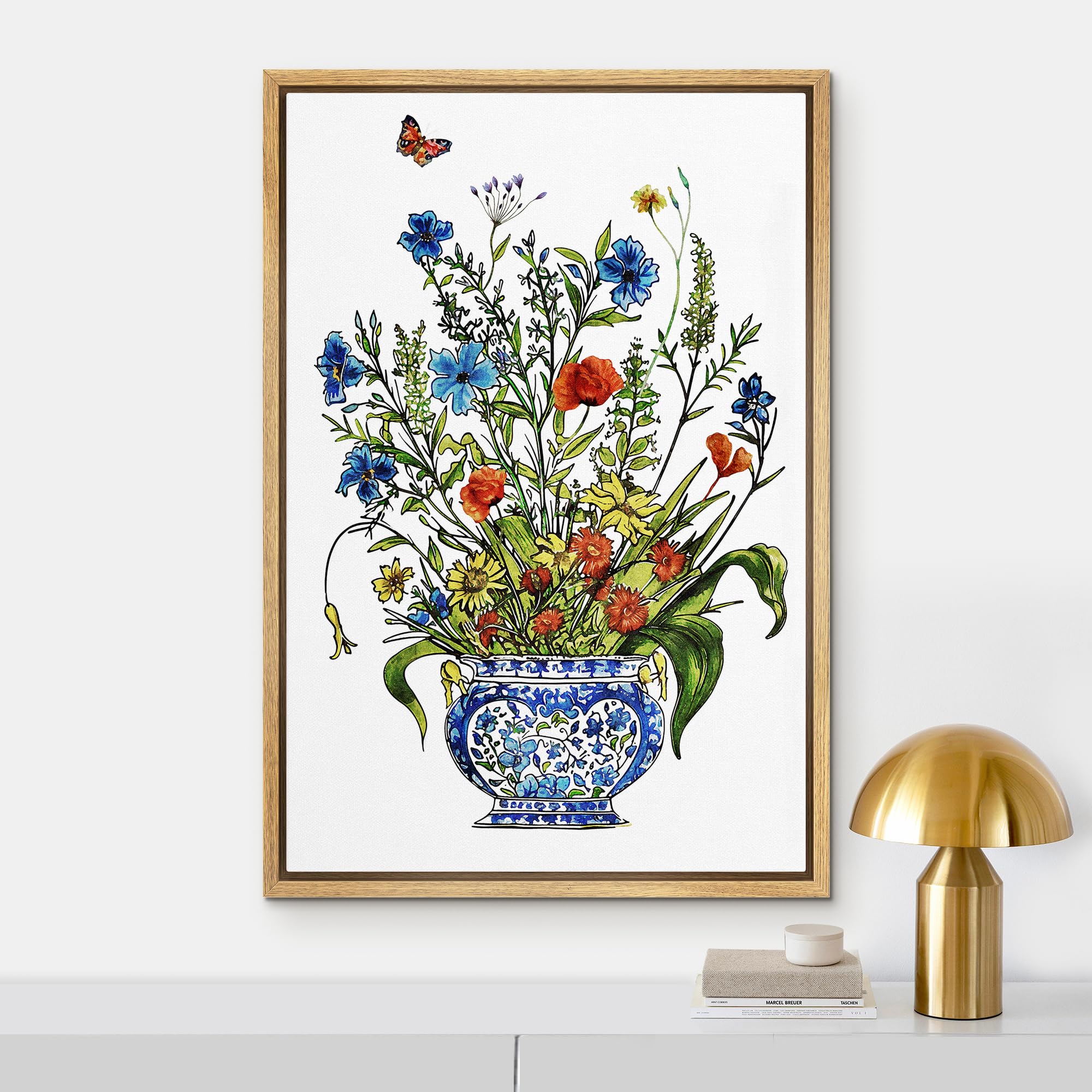 NWT Framed Canvas Print Wall Art Watercolor Crane Birds Flying Nature Wilderness Illustrations Modern Art Decorative Landscape Rustic Colorful for Living Room, Bedroom, Office - 24"x36" Natural: 24L" x 16W" A18-2409-yuk04