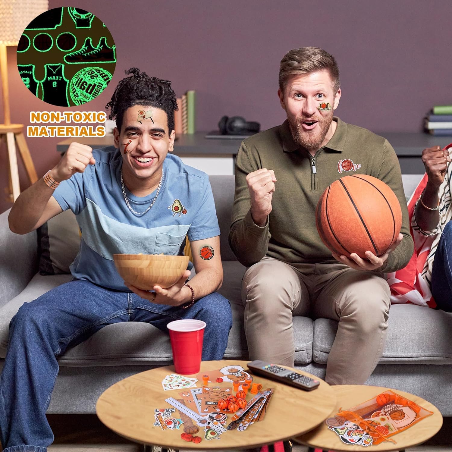 Aneco 340 Pieces Basketball Party Favor Set Basketball Goodie Bags Stuffers Mini Card Pencil Sharpener Eraser Stamp Slap Bracelet Sticker School Stationery Bulk for Party Team Game Prize Birthday Gift - Image 6