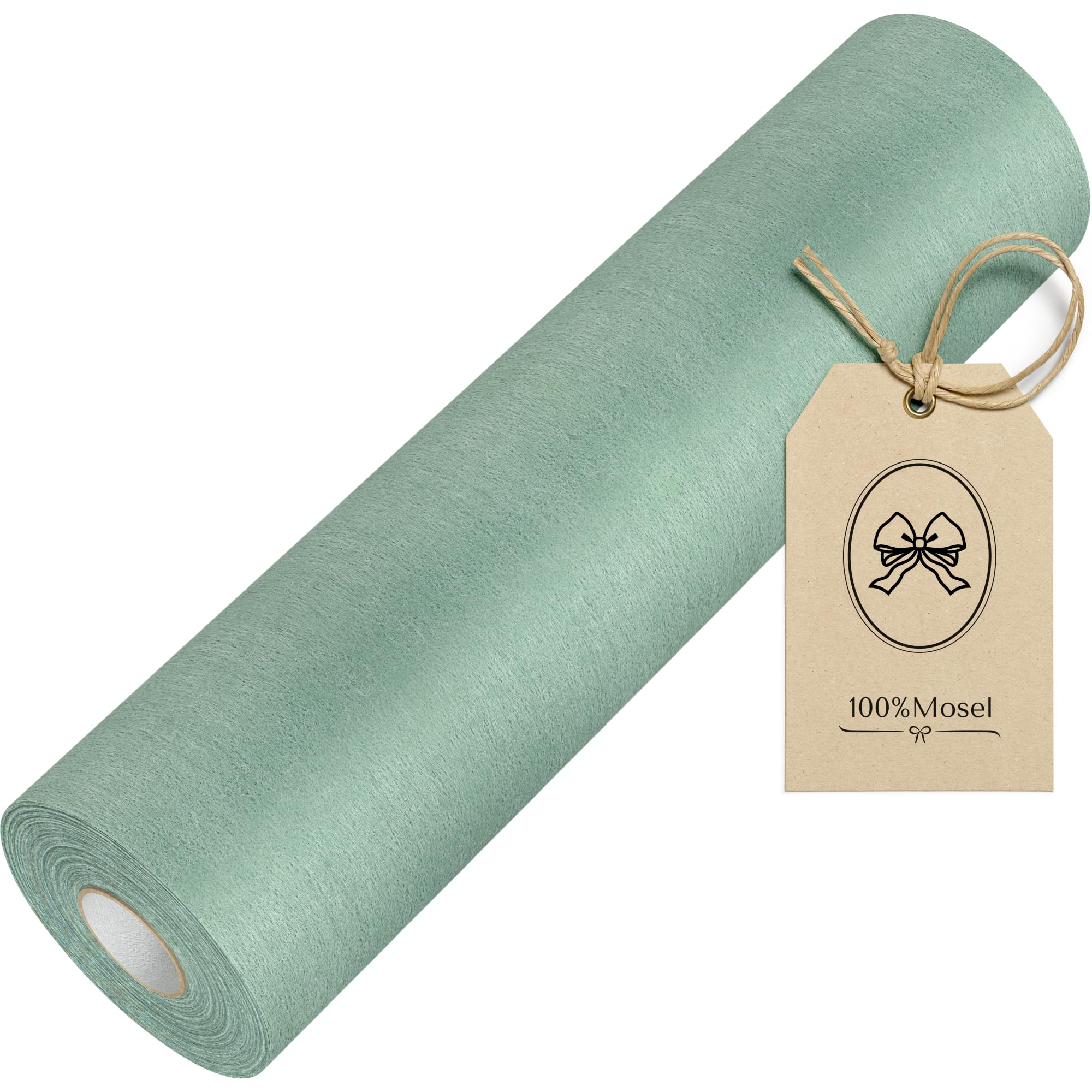 100%Mosel Vlies Tischläufer, in Eukalyptus Grün (30 cm x 25 m), dekoratives Tischband, edle Tischdeko für Geburtstage & Hochzeiten, Bunte Dekoration zu besonderen Anlässen