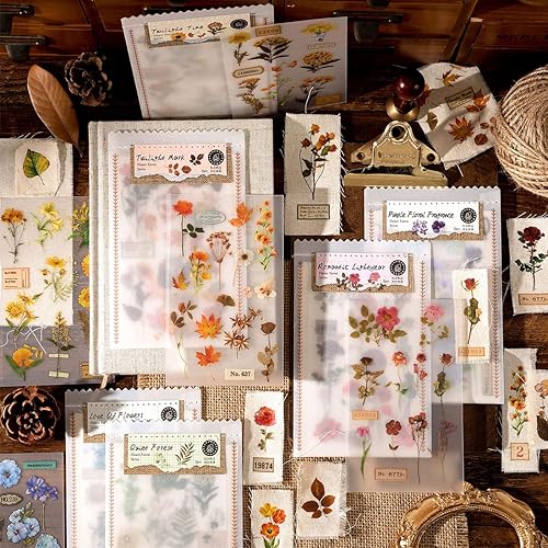 Miniatura 4 de 2 hojas de calcomanías vintage de transferencia de hojas de flores, 2 hojas de lino, calcomanías florales transparentes para manualidades en madera,