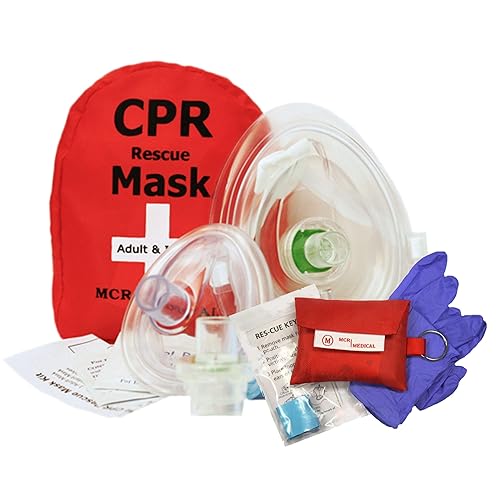 Máscara de RCP para adultosniños y niños con 2 válvulas y RCP Res-Cue máscara llavero, MCR Medical