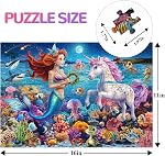 100 Puzzles pour les enfants de 6 à 8 ans, Puzzle de sirène et de licorne 100 Pièces pour enfants, Scène sous-marine Puzzle pour enfants Apprendre Jouets éducatifs Cadeaux pour filles Garçons