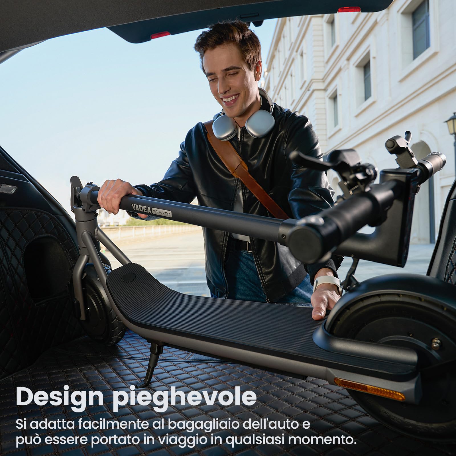 Yadea Starto Monopattino Elettrico per Adulti, Autonomia 30-40 km, Motore 350W, Connettività Bluetooth, Freni a Doppia Ruota, Portata Massima fino a 130 kg, Monopattino Pieghile Portatile