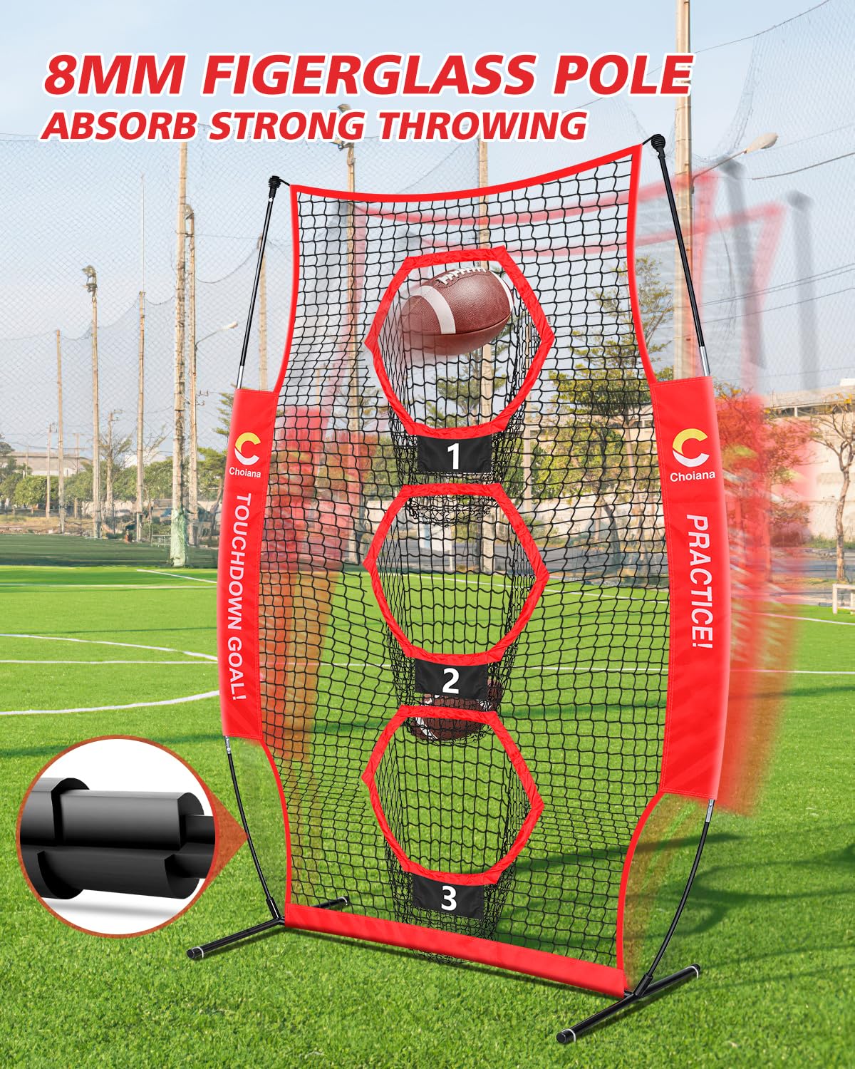 Football Accuracy Practice Football Throwing Net With 3 Targets - 8x8ft ...
