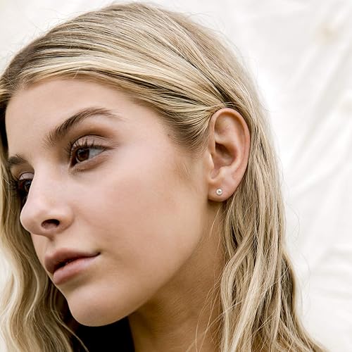 Miniatura 4 de PAVOI - Aretes de perlas cultivadas en agua dulce, redondas, color blanco, de oro de 14 quilates, seleccionados a mano AAA+ Aretes de perla para