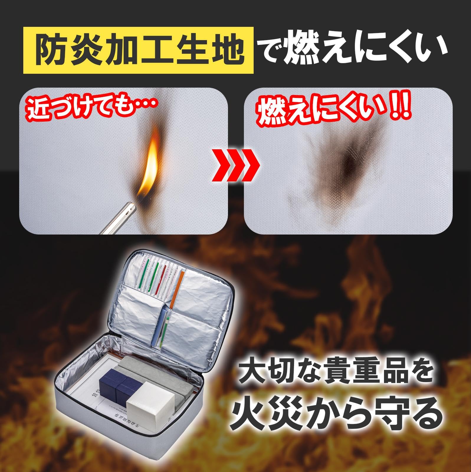 Amazon.co.jp: コモライフ 防炎保管袋 ボックスタイプ (A4サイズ) 防災